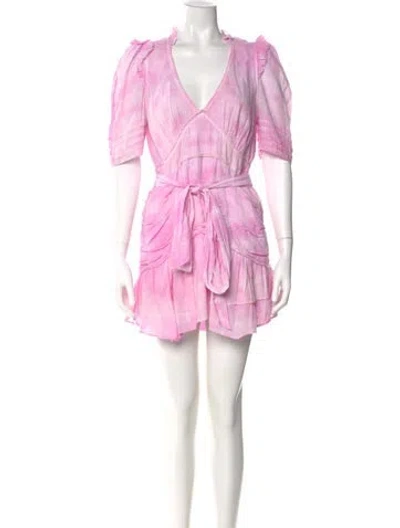 Pre-owned Loveshackfancy V-neck Mini Dress In Pink