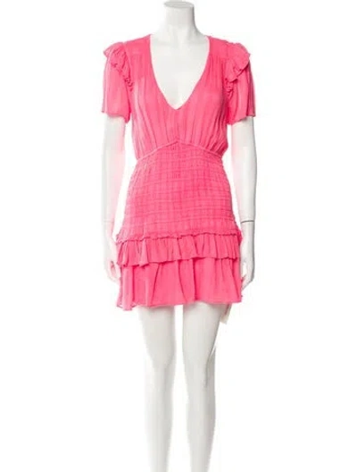 Pre-owned Loveshackfancy V-neck Mini Dress In Pink