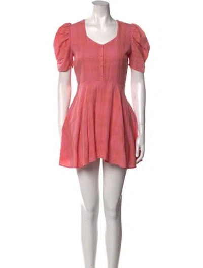 Pre-owned Loveshackfancy V-neck Mini Dress In Pink