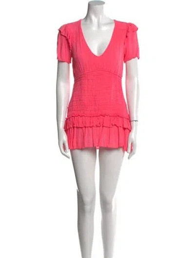 Pre-owned Loveshackfancy V-neck Mini Dress In Pink