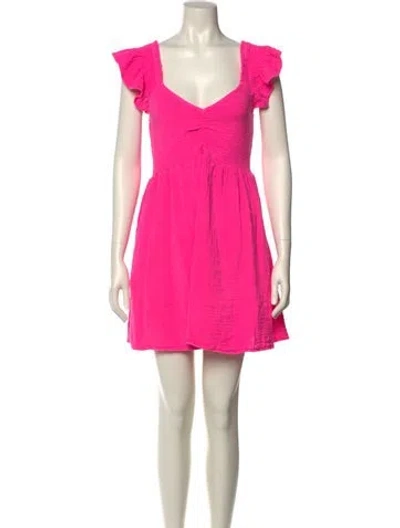 Pre-owned Loveshackfancy V-neck Mini Dress In Pink