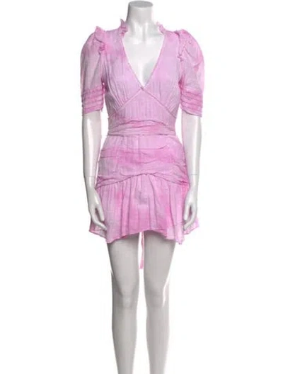 Pre-owned Loveshackfancy V-neck Mini Dress In Pink