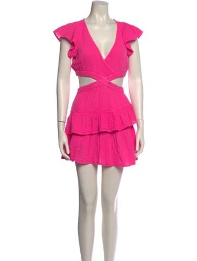 Pre-owned Loveshackfancy V-neck Mini Dress In Pink