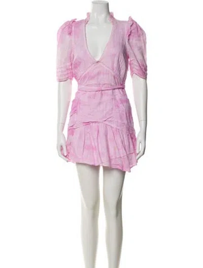 Pre-owned Loveshackfancy V-neck Mini Dress In Pink