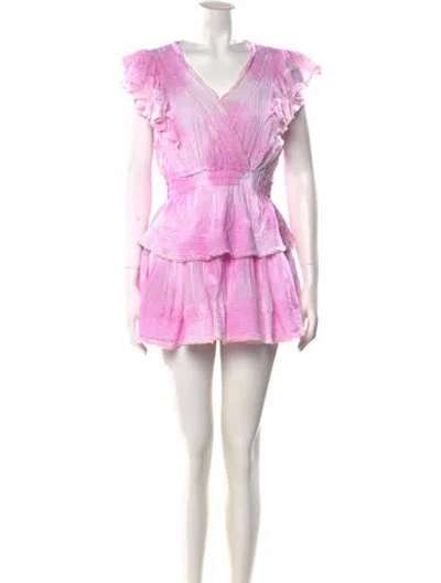 Pre-owned Loveshackfancy V-neck Mini Dress In Pink