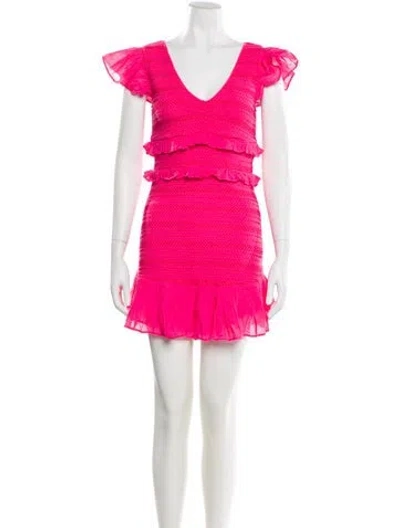 Pre-owned Loveshackfancy V-neck Mini Dress In Pink