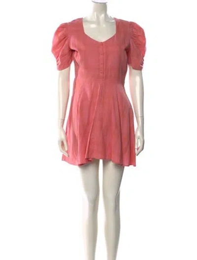 Pre-owned Loveshackfancy V-neck Mini Dress In Pink
