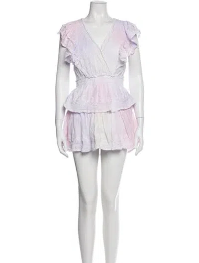 Pre-owned Loveshackfancy V-neck Mini Dress In Pink