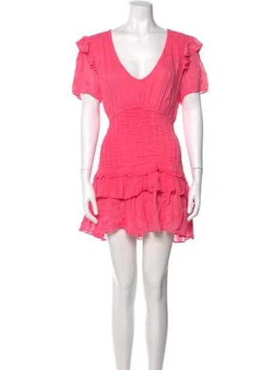 Pre-owned Loveshackfancy V-neck Mini Dress In Pink