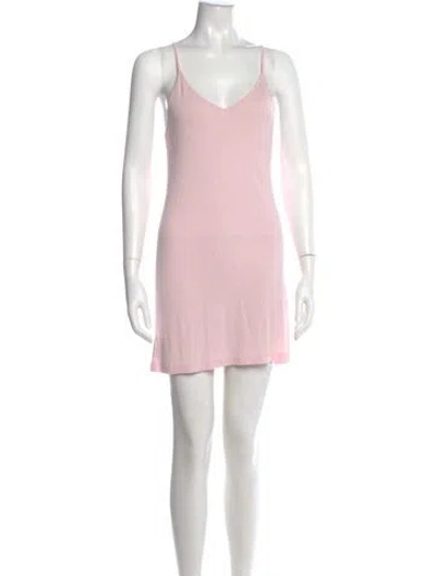 Pre-owned Loveshackfancy V-neck Mini Dress In Pink