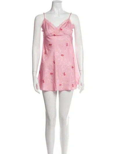 Pre-owned Loveshackfancy V-neck Mini Dress In Pink