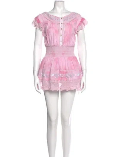 Pre-owned Loveshackfancy V-neck Mini Dress In Pink