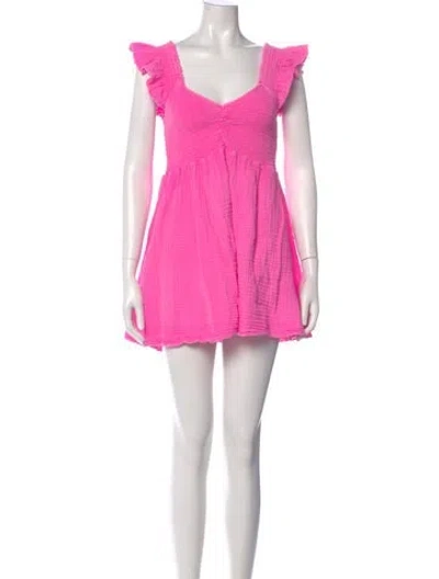 Pre-owned Loveshackfancy V-neck Mini Dress In Pink
