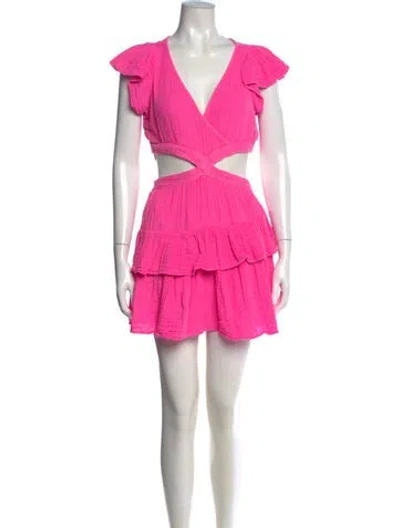 Pre-owned Loveshackfancy V-neck Mini Dress In Pink