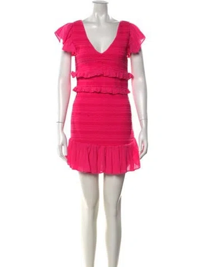 Pre-owned Loveshackfancy V-neck Mini Dress In Pink