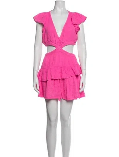 Pre-owned Loveshackfancy V-neck Mini Dress In Pink