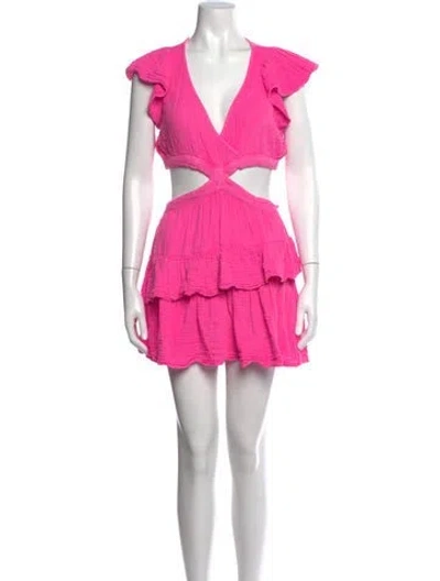 Pre-owned Loveshackfancy V-neck Mini Dress In Pink