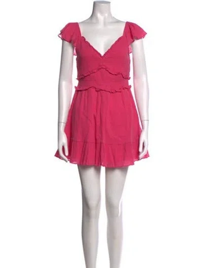 Pre-owned Loveshackfancy V-neck Mini Dress In Pink