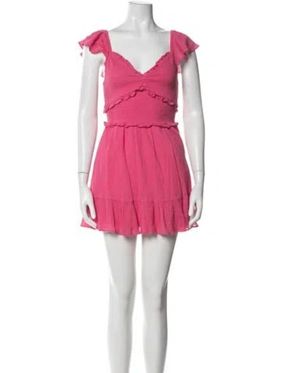 Pre-owned Loveshackfancy V-neck Mini Dress In Pink