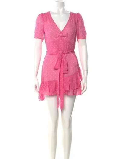 Pre-owned Loveshackfancy V-neck Mini Dress In Pink
