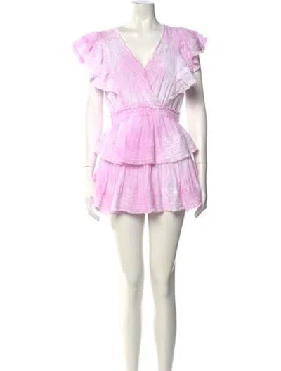 Pre-owned Loveshackfancy V-neck Mini Dress In Purple