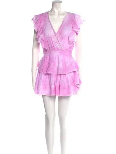 Pre-owned Loveshackfancy V-neck Mini Dress In Purple