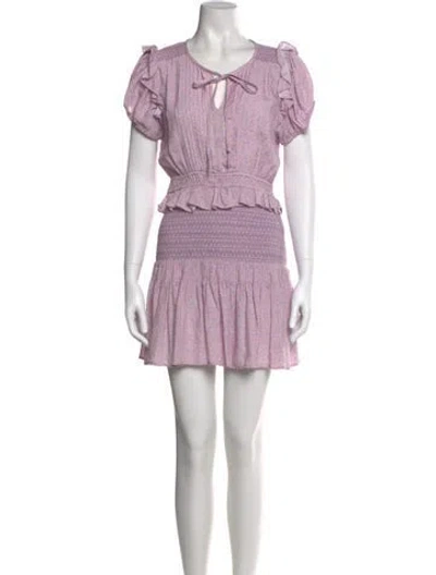 Pre-owned Loveshackfancy V-neck Mini Dress In Purple