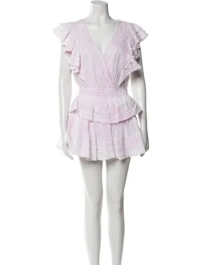 Pre-owned Loveshackfancy V-neck Mini Dress In Purple