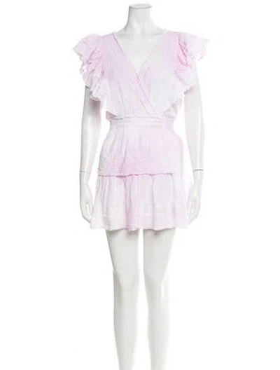 Pre-owned Loveshackfancy V-neck Mini Dress In Purple