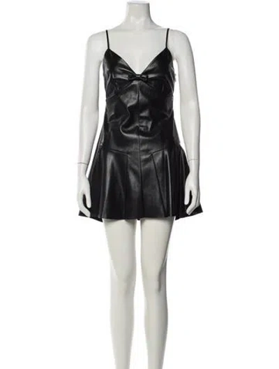 Pre-owned Loveshackfancy V-neck Mini Dress W/ Tags In Black