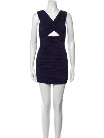 Pre-owned Loveshackfancy V-neck Mini Dress W/ Tags In Blue