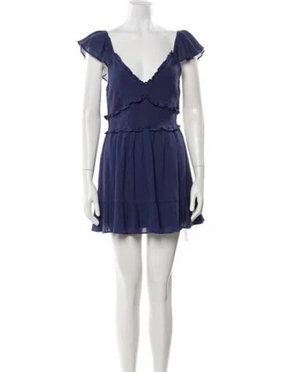 Pre-owned Loveshackfancy V-neck Mini Dress W/ Tags In Blue