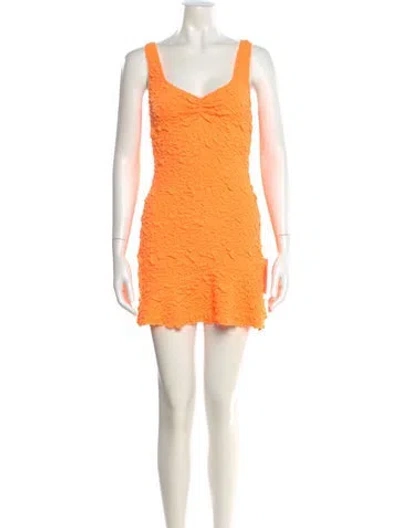 Pre-owned Loveshackfancy V-neck Mini Dress W/ Tags In Orange