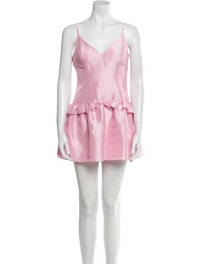 Pre-owned Loveshackfancy V-neck Mini Dress W/ Tags In Pink