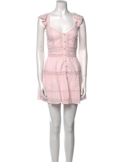 Pre-owned Loveshackfancy V-neck Mini Dress W/ Tags In Pink