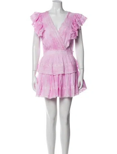 Pre-owned Loveshackfancy V-neck Mini Dress W/ Tags In Pink
