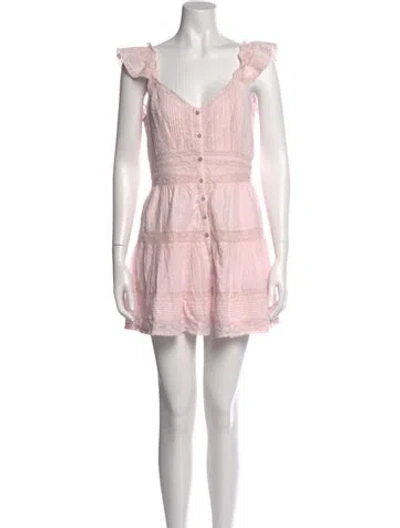 Pre-owned Loveshackfancy V-neck Mini Dress W/ Tags In Pink