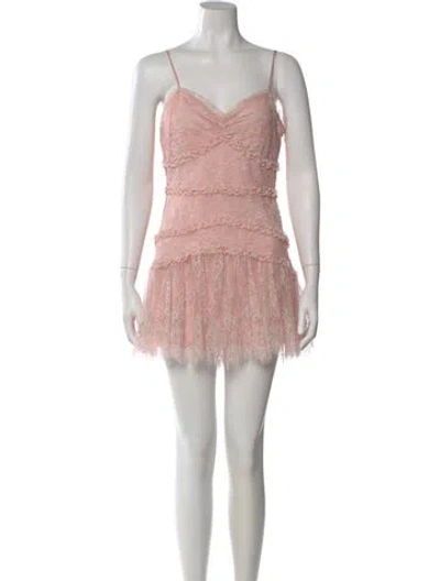 Pre-owned Loveshackfancy V-neck Mini Dress W/ Tags In Pink