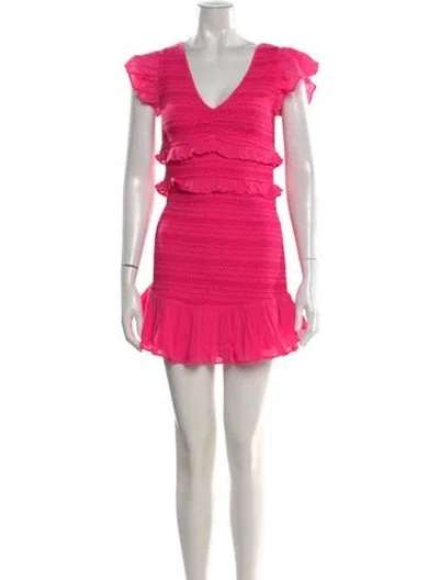 Pre-owned Loveshackfancy V-neck Mini Dress W/ Tags In Pink