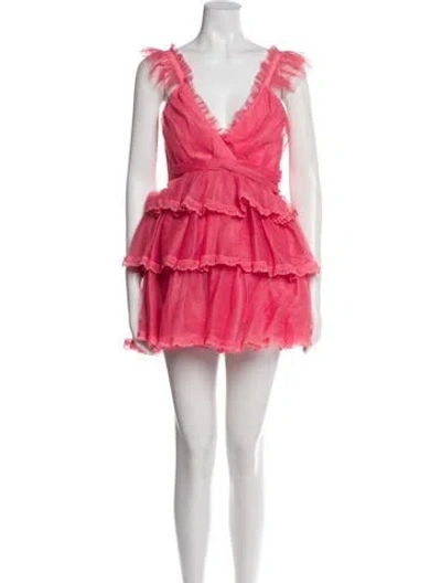 Pre-owned Loveshackfancy V-neck Mini Dress W/ Tags In Pink