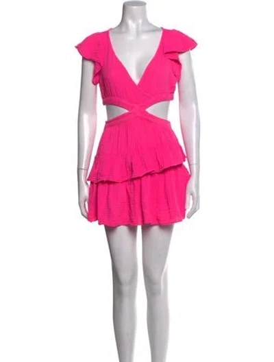 Pre-owned Loveshackfancy V-neck Mini Dress W/ Tags In Pink