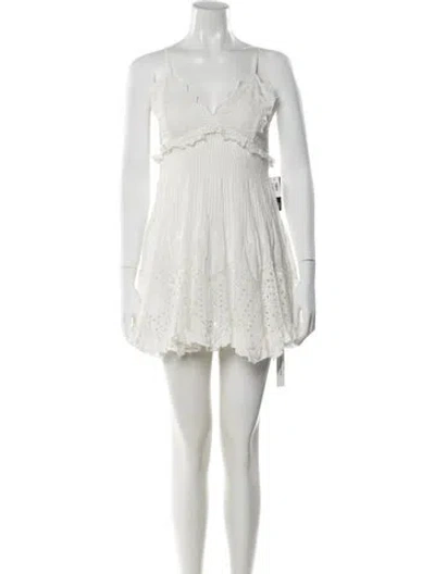 Pre-owned Loveshackfancy V-neck Mini Dress W/ Tags In White