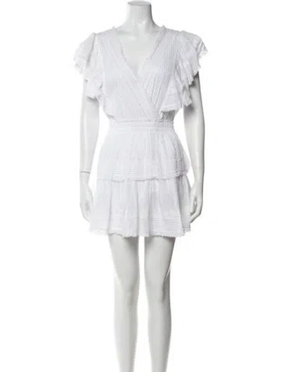 Pre-owned Loveshackfancy V-neck Mini Dress W/ Tags In White