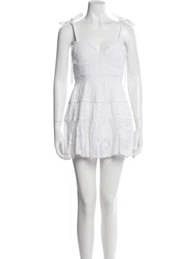 Pre-owned Loveshackfancy V-neck Mini Dress In White