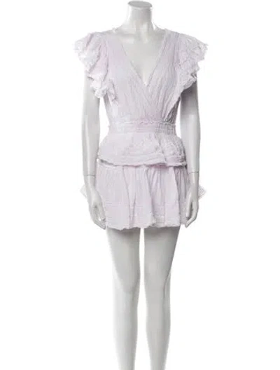 Pre-owned Loveshackfancy V-neck Mini Dress In White