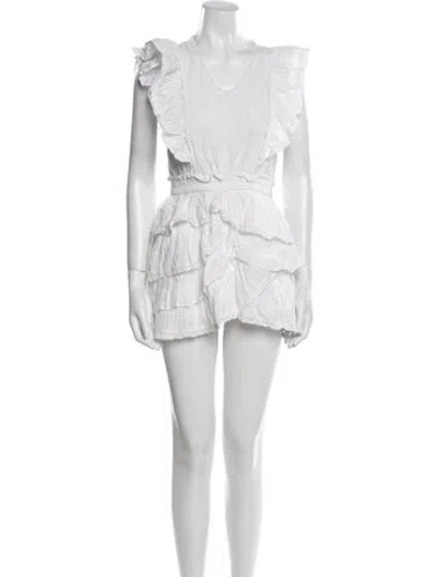 Pre-owned Loveshackfancy V-neck Mini Dress In White