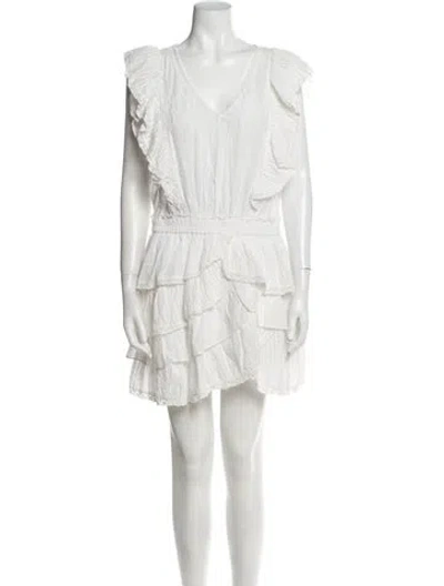Pre-owned Loveshackfancy V-neck Mini Dress In White