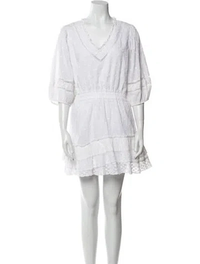 Pre-owned Loveshackfancy V-neck Mini Dress In White