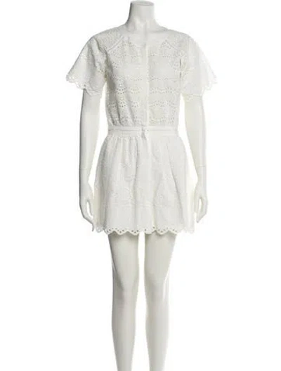 Pre-owned Loveshackfancy V-neck Mini Dress In White