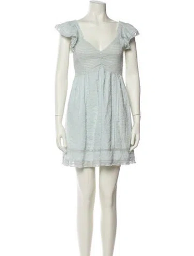 Pre-owned Loveshackfancy V-neck Mini Dress In White